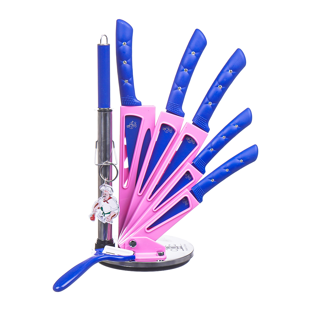 Stainless Steel Knives Set, 8 Pieces - Purple