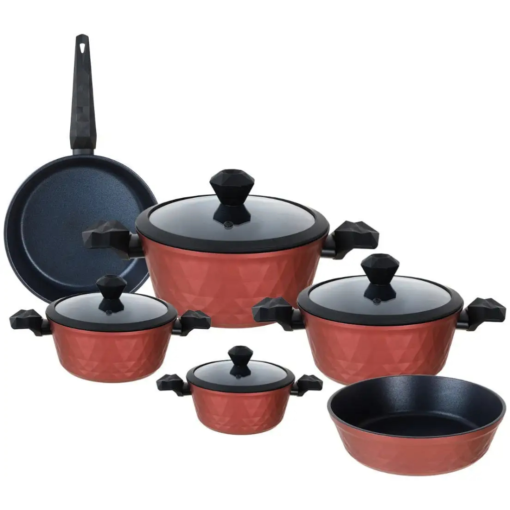 Cookin Aboud Granite Pots Set, 10 pieces - Red