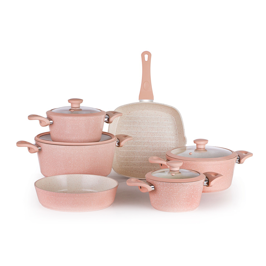 Top Chef Granite Pots Set, 10 pieces - Rose