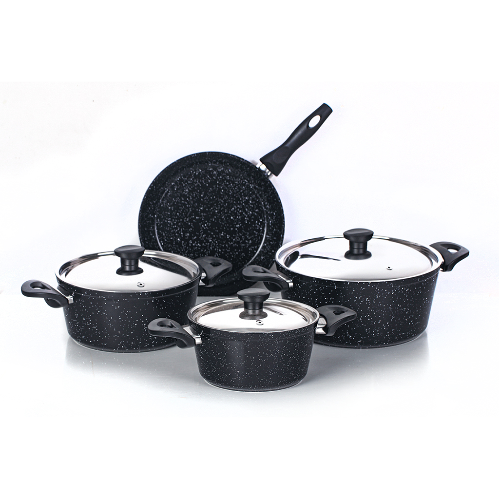 Top Chef Granite Pots Set, 7 pieces - Black