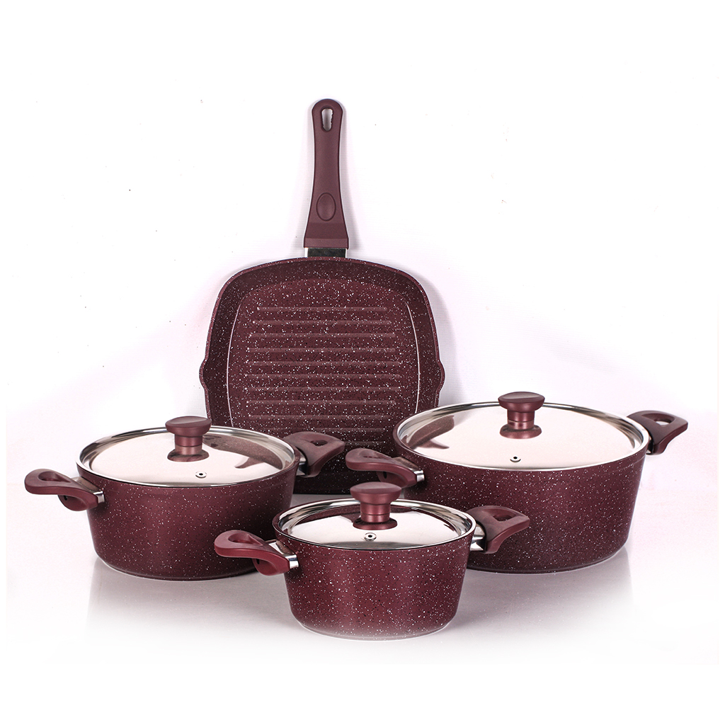 طقم حلل جرانيت توب شيف، 7 قطع - نبيتي