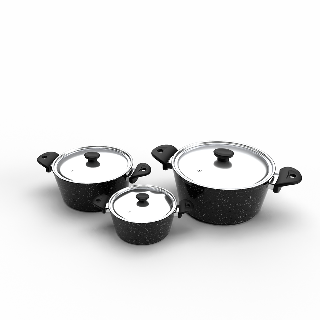 طقم حلل  جرانيت توب شيف، 6 قطع - اسود